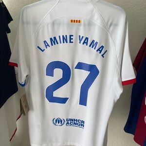 Nike 2023/2024 FC Barcelona Away Soccer Jersey. #27 Lamine Yamal. Size L and XL.